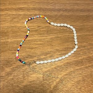 Colorful Beaded Necklace with Pearls(4 pack)